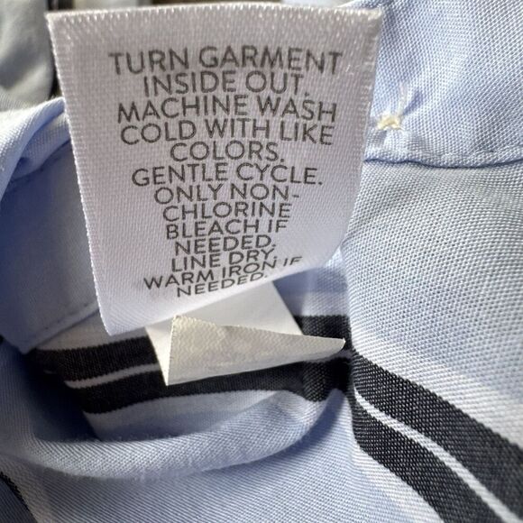 J. Jill Side-button Stepped-hem Tunic Shirt Top Blue Striped Women’s S Boyfriend - Picture 5 of 9